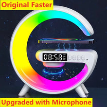 Wireless Charger Pad Stand Speaker TF Card RGB Night Light Lamp Alarm Clock Fast Charging Station Dock for iPhone Samsung Xiaomi