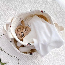 Beige Cotton Embroidery Baby Diaper Bag