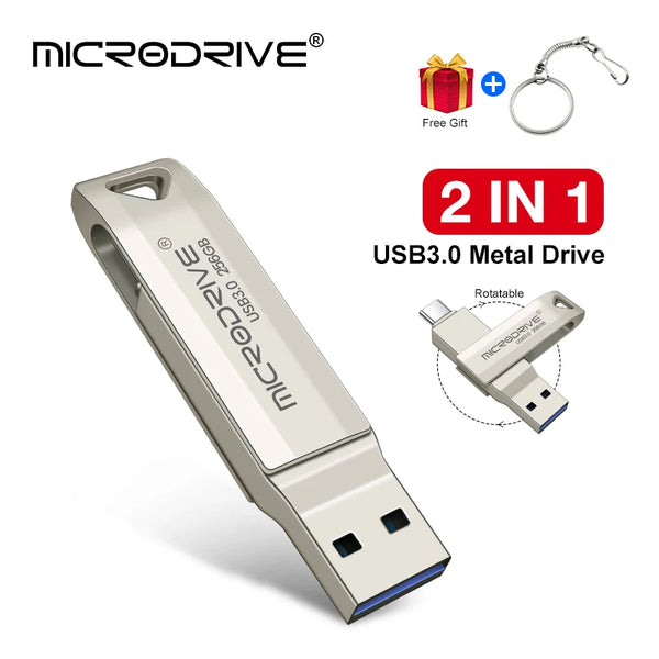 New 2 IN 1 Type-C Pen Drive 256GB usb Memory Stick 128GB 64gb Pendrive Usb 3.0 Flash Drive for Android Phone/PC